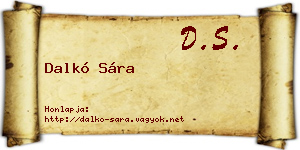 Dalkó Sára névjegykártya
